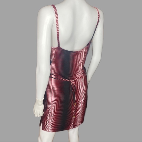 Sabora‎ Black & Red Body Con Cowl Neckline Y2K Midi Dress - Picture 3 of 5